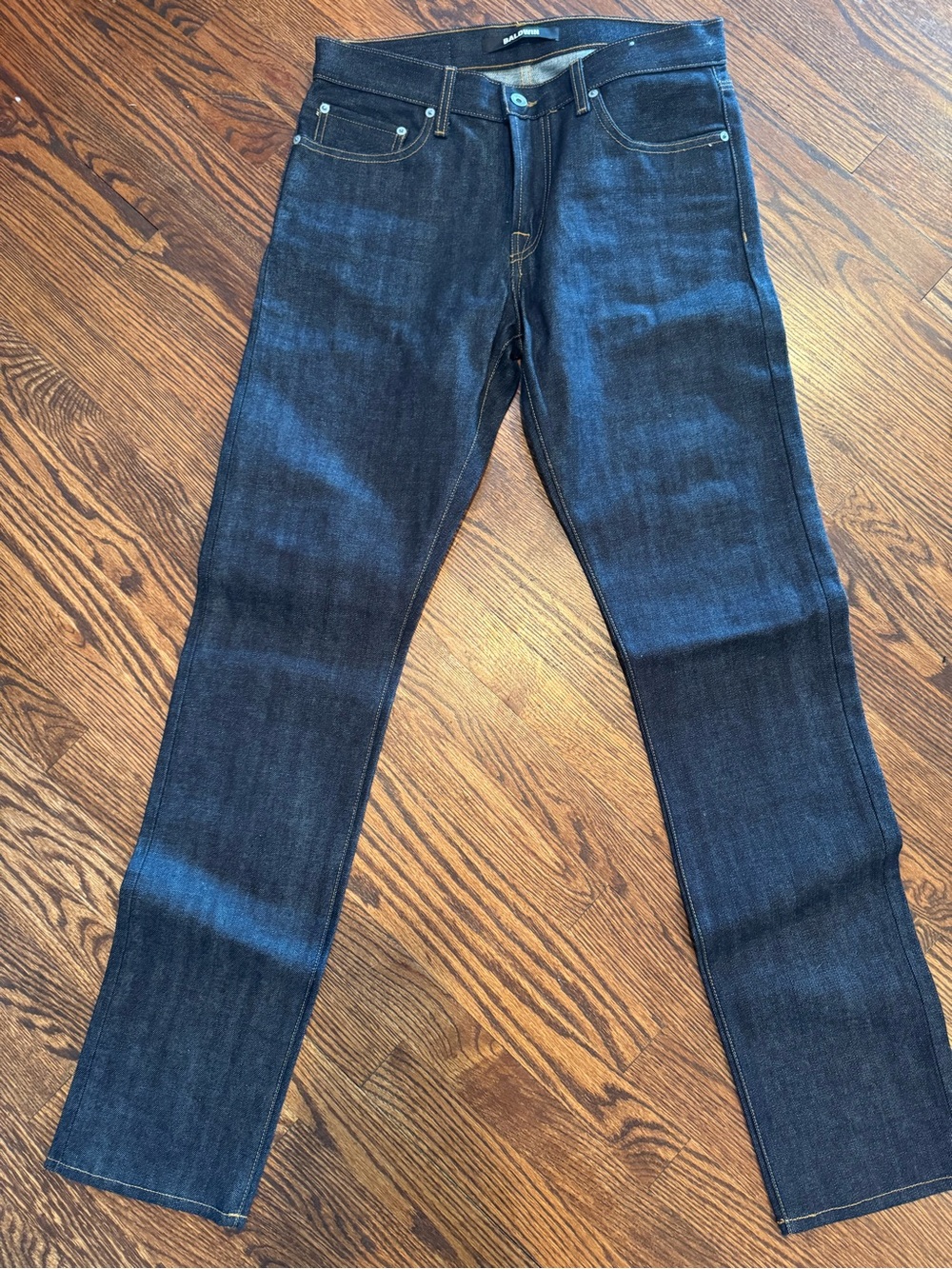 Baldwin Dark Indigo Jeans with Contrast Stitching